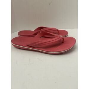 Crocs Sandals Mens 6 Womens 8 Beach Flip Flops Thong Slip On Pink Rubber Flats